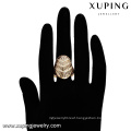 14437 High finishing oval shape diamond paved gridding big ring gold plated copper alloy ring